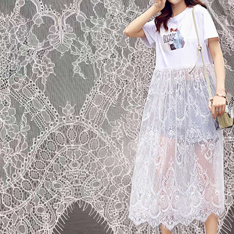 Lace Fabric Eyelash Bridal Nylon Warp Knit for Women's Wear Wholesale 6